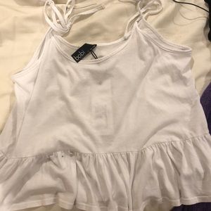 Beautiful Bobi ruffle hem white tank top!